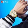 OFNS Cross-Border Men's Multifunctional Luminous Watch with Calendar and Sunburst Dial, Three Eyes, Six Hands, Waterproof.