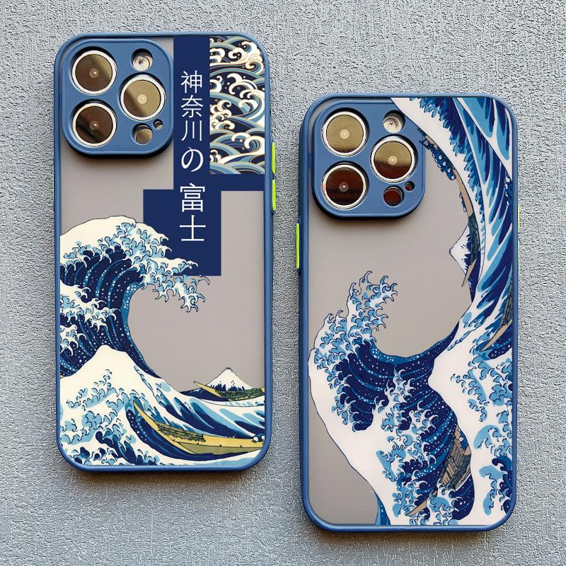 Fashion Japan The Great Wave Of Kanagawa Phone Case For iPhone XS X XR 13 12 Mini 17 11 14 15 16 Pro Max Plus Cover Art Fundas