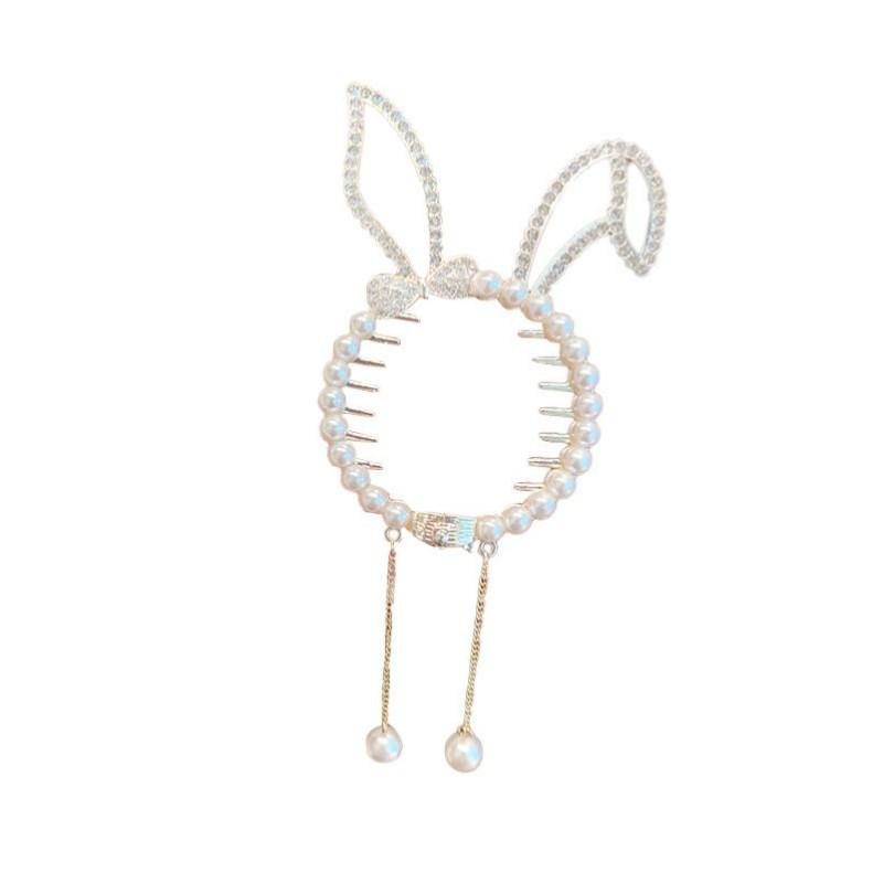 Children's Pearl Rhinestone Claw Hair Clip - Gentle Hold, No Damage Ponytail Buckle Hairpin
