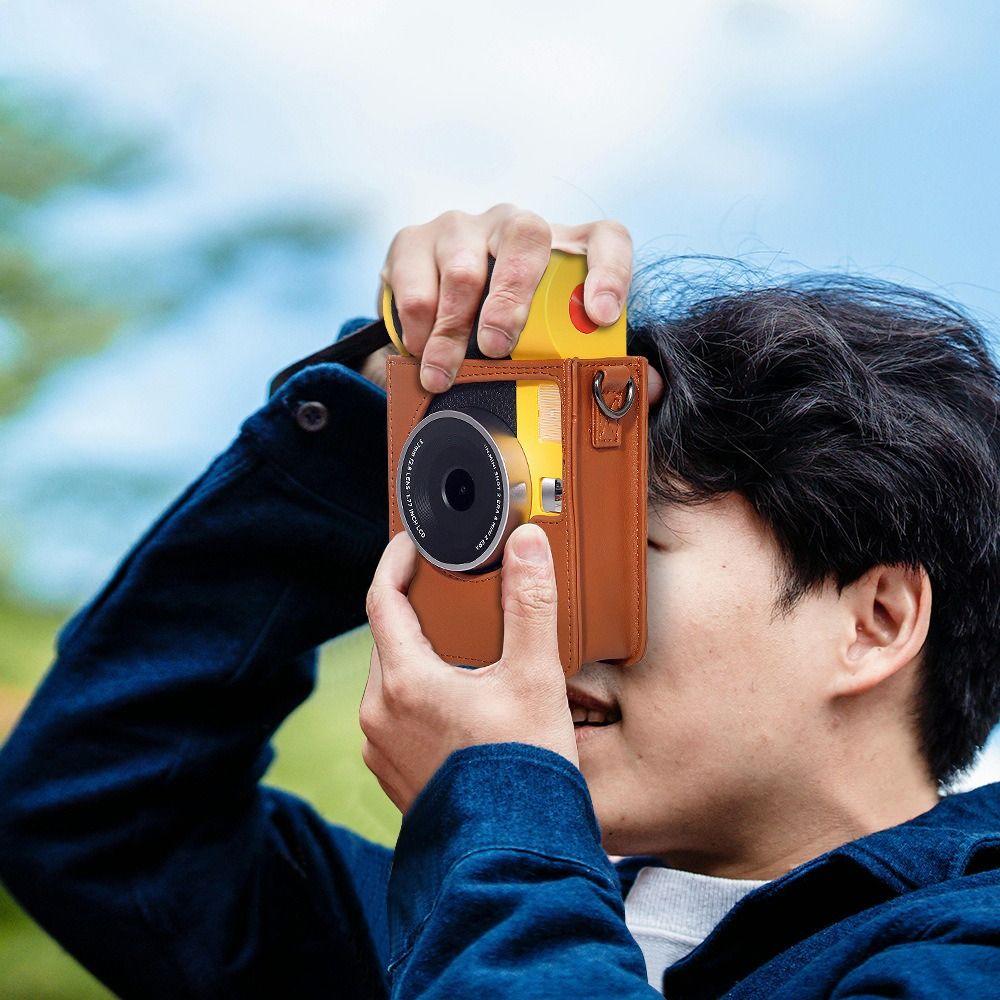 With Shoulder Strap Instant Camera Case PU Leather Anti Scratch Storage Bag Wear Resistant for Kodak Mini Shot 2 Era MS200