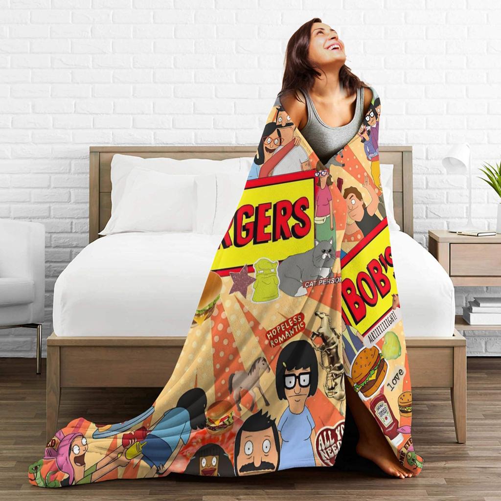 B-Bob Burgers Thanksgiving Blanket Multi-size Warm Cozy Fluffy Throw Blankets for Sofa Couch and Bed