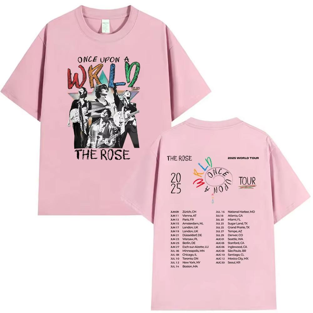 2025 Summe Kpop The Rose Once Upon AWRLD Welttournee T-Shirt Herren Hip Hop Korea 100 Reine Baumwolle Bedrucktes T-Shirt Kleidung T-Shirts