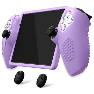 Protective Cover Case for PlayVital PS with 3D Stud Design for Improved Grip and Stick Compatible Thumb Grip Cap Portal, Anti-slip [Mauve Purple]