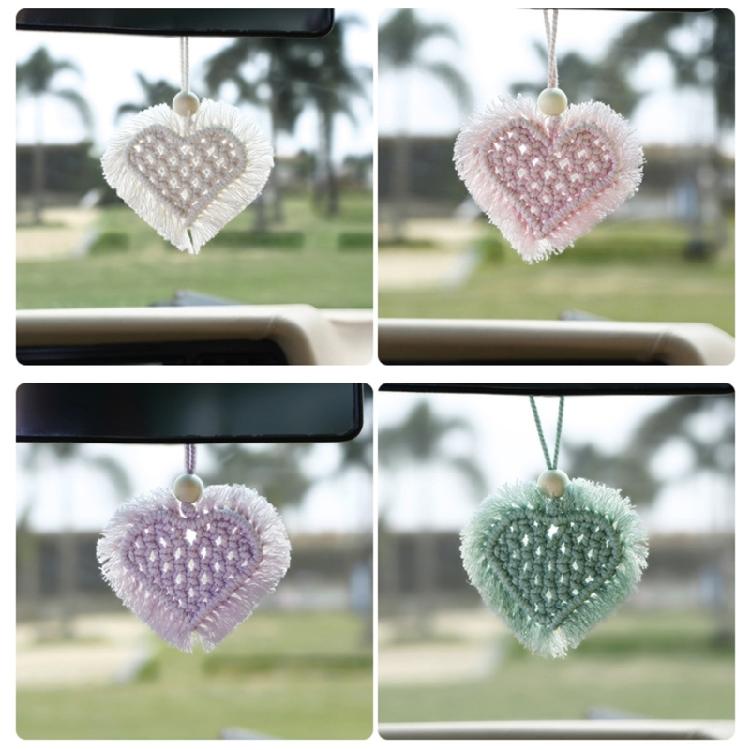 Fashion Car Home Garden Hand-woven Love Pendant Auto Rear View Mirror Ornament
