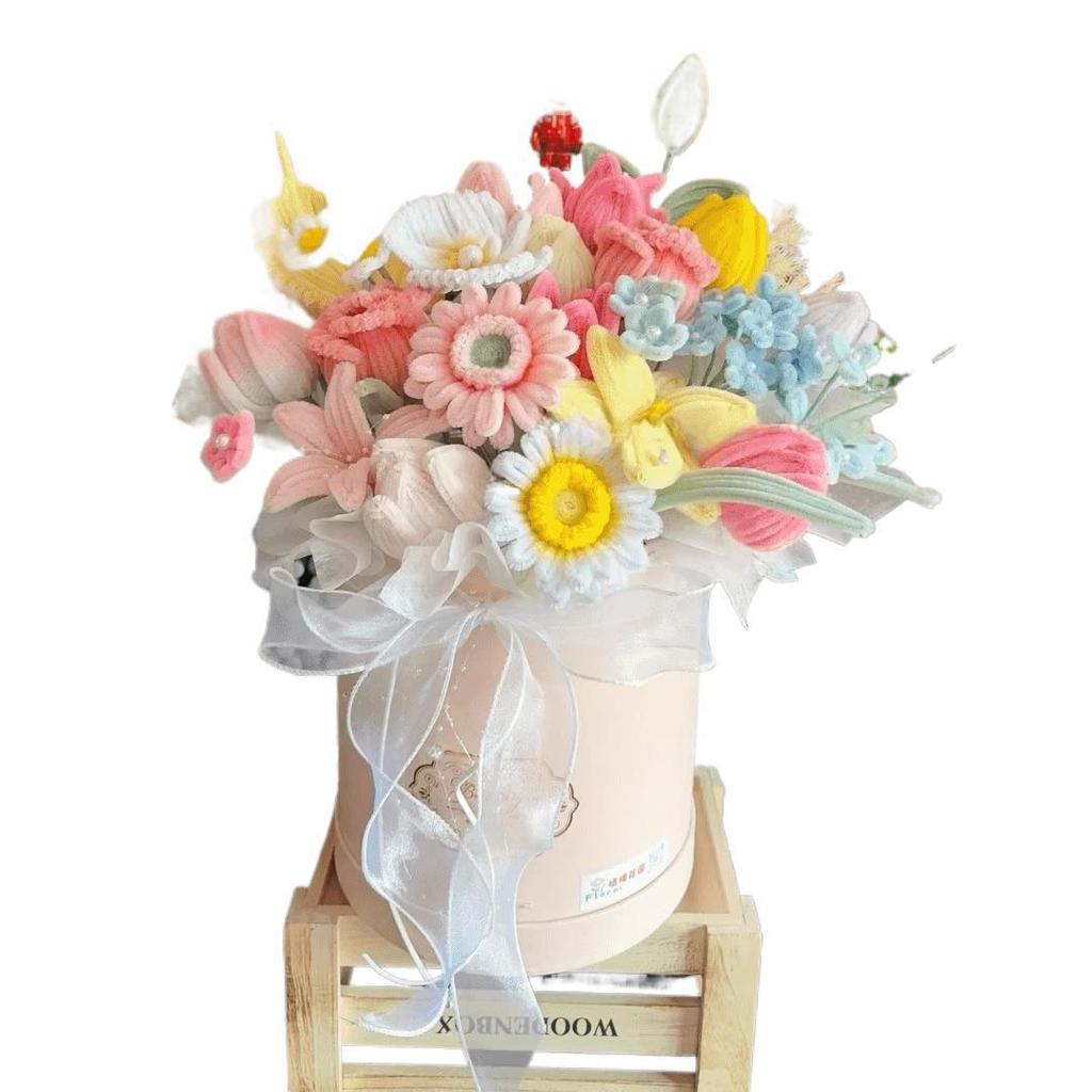 DIY Chenille Stem Bouquet Kit: Handmade Sunflower & Rose Gift for Friends