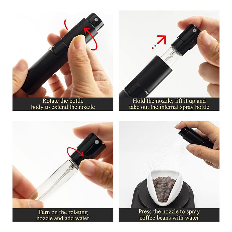 Dávkovací misky na kávová zrna a sprej Přenosný zvlhčovač Prášek proti odletování a statické elektřině Příslušenství k mlýnku na espresso