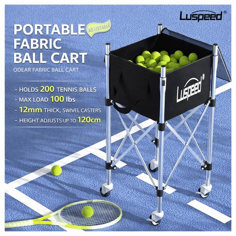 Luspeed Tennis Ball Insert Trolley Stainless Steel Large Capacity Tennis Multi-ball Cart Height Adjustable