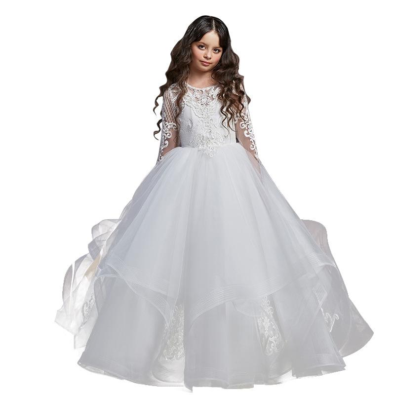 Buy European and American children's wedding dress lace long sleeve — free download