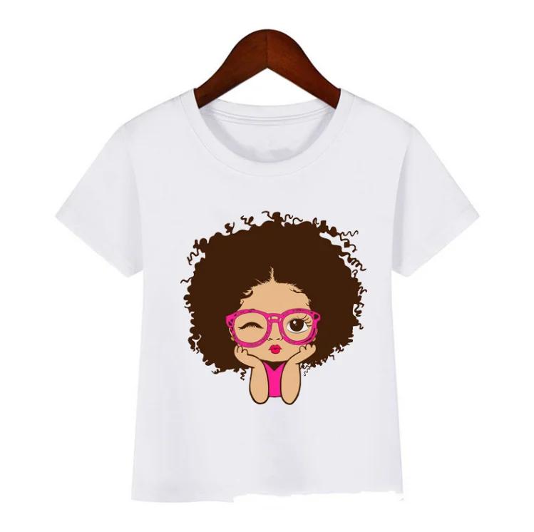 Summer Melanin Baby Girls Tshirt Cute Black Girl Magic Toddler Kids Top Tee Funny Lovely Childrens Polyester Fiber Clothing