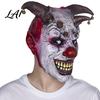 Pohodlná latexová hororová maska Halloweenská strašidelná maska s čertími rohy a zvonkem Prodyšná realistická pokrývka hlavy postavy pro dospělé Cosplay