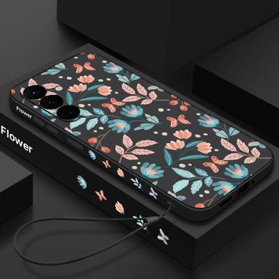 Per Samsung Galaxy S25 S24 S22 Ultra Plus S23 S21 S20 Fe A54 A53 A52 A34 A13 A14 5g Colorato Floreale Dipinto Cordino Custodia Tpu