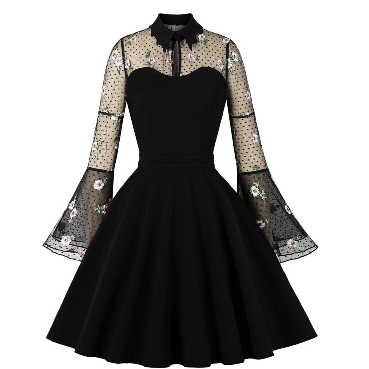 

Женские ретро-готические свободные платья с вышитыми развевающимися рукавами и вырезом в форме сердца Платье на Хэллоуин Вечерняя коктейльная вечеринка Повседневная одежда Одежда для особых случаев S-4XL M