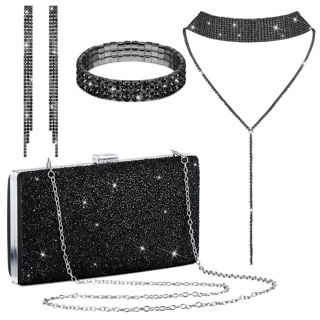 Luxurious Rhinestone Layered Necklace Set , Geometric Design , for Banquet , Party & Daily Wear