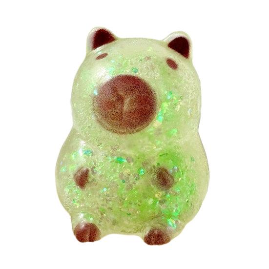 Glitter Capybara Sugar Stress Ball Anxiety Relief Clear Capybara Squeeze Toy Stretchy Slow Rising Relaxing Animal Pinch Fidget Toy зелёный