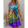Women's Ombre Animal Print Casual Dress, Off Shoulder Sleeveless Crew Neck A-Line Beach Sundress, Summer