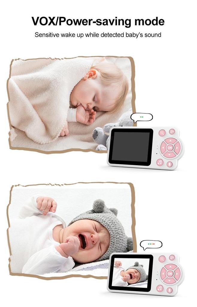 2.8" Baby Monitor: Color Screen, Temperature & Cry Detection, Voice Intercom