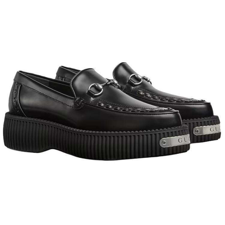 GUCCI Horsebit Leather Loafers 4.5cm Women's Black 796330 AAD30 1000