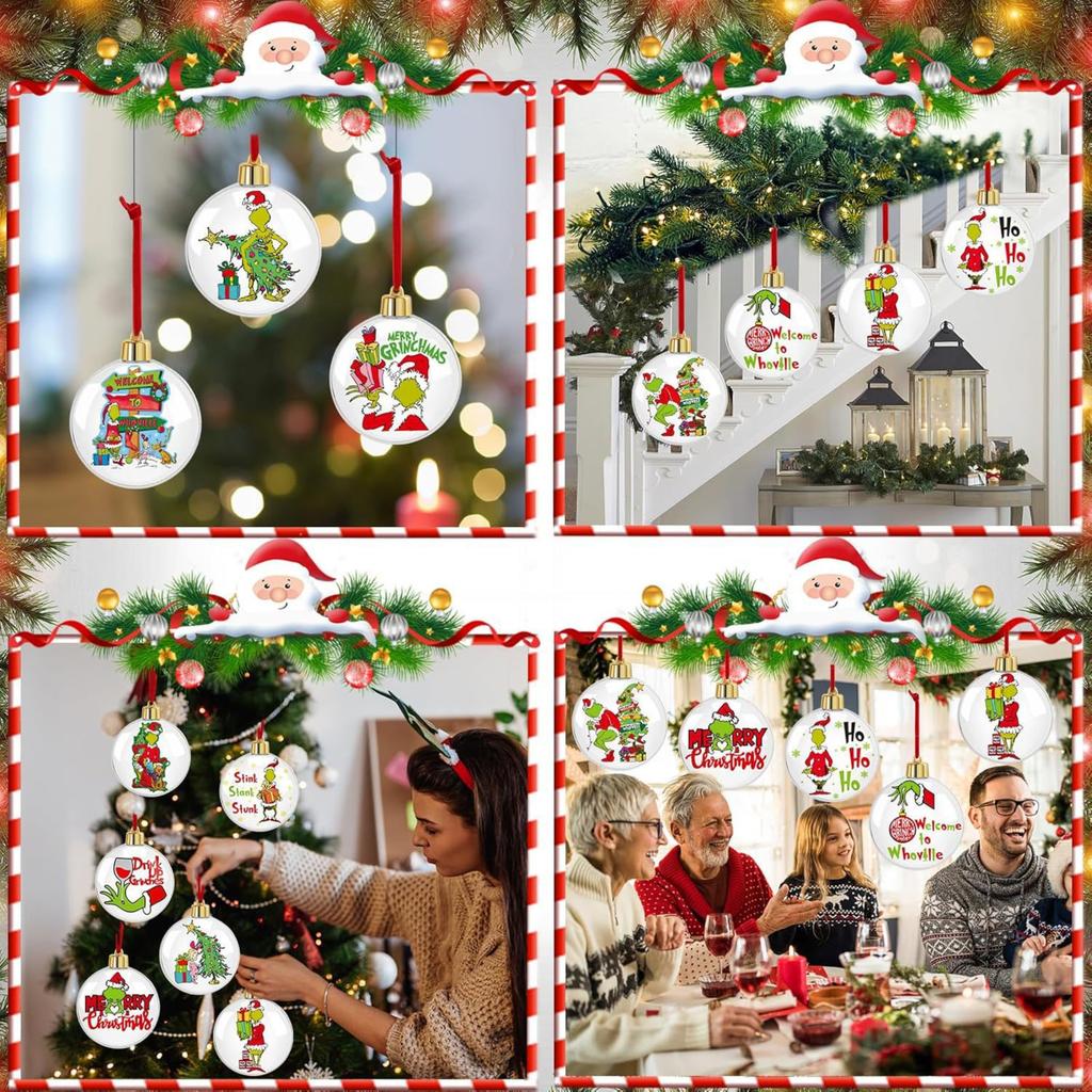 Christmas Decor - Acrylic Flat Ornaments With Whimsical Design For Tree & Home Holiday Decorating