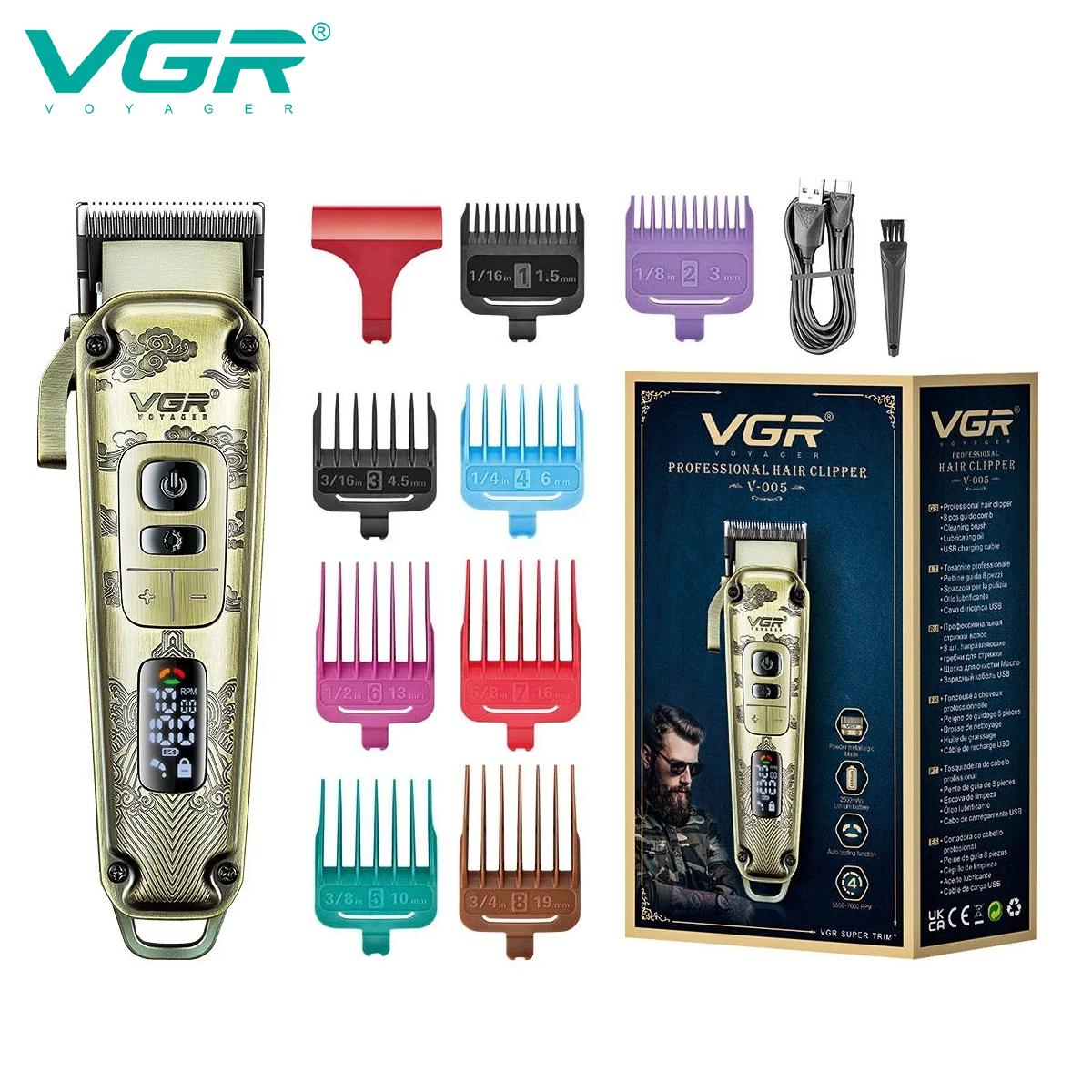 

VGR V-005 Hair Trimmer Retro Electric Hair Clipper Haircut Machine Cordless Trimmer Digital Display Hair Trimmer Home Rechargeable Metal Hair Clipper золотой