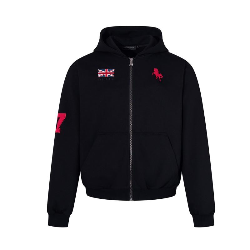 Mens Oversized Hooded Zip-Up Sweatshirt With