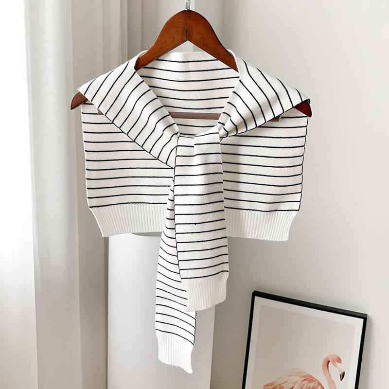New Stripe Fake Collar Women Detachable Collars Black White Candy Color Faux Col Chemisie Removable Ties Women Navy Collar Shawl