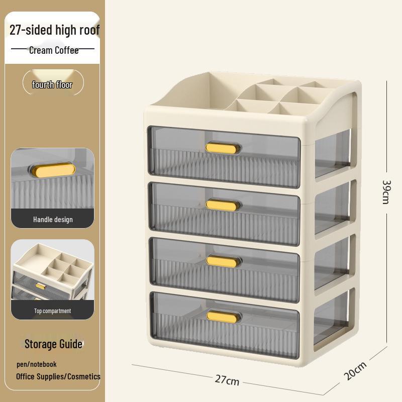 Multi-layer Desktop Organizer: Drawer-Type Storage Box for Office Supplies, Stationery, and Cosmetics