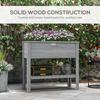 Wooden Raised Garden Bed, Elevated Planter Box with Storage Shelf and Drainage Holes, Raised Planter with Legs, Grey