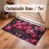 Floral Garden Theme Soft Crystal Velvet Rug Custom Name & Text Print Non Slip Floor Rug for Bedroom Living Room