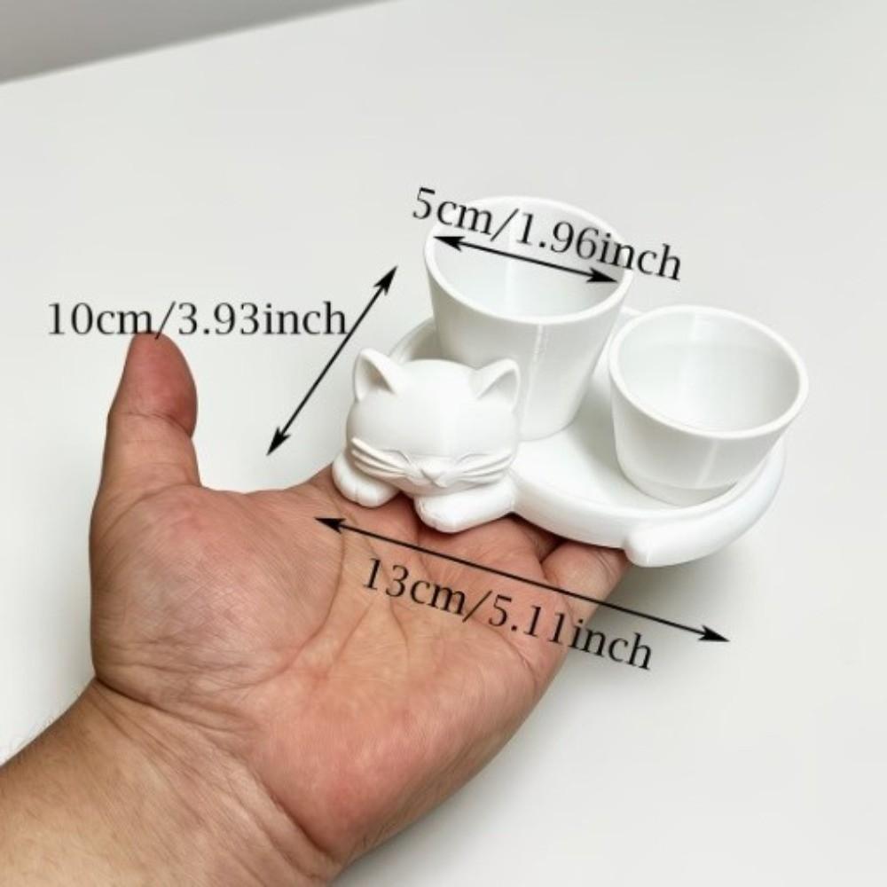 3D Printed Cat-Shaped Flower Pot Cute Animal Mini Potted Plant Jewelry Tray Indoor/Outdoor Use