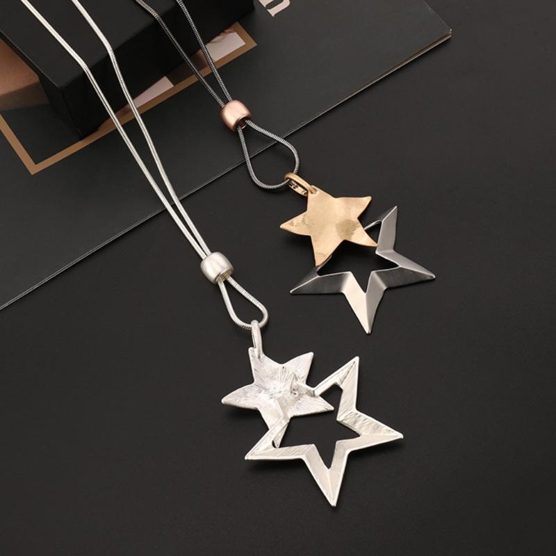 Fashion Trend Light Luxury Niche Sense Collarbone Chain Temperament Simple Cold Wind Five-pointed Star Hollow Necklace