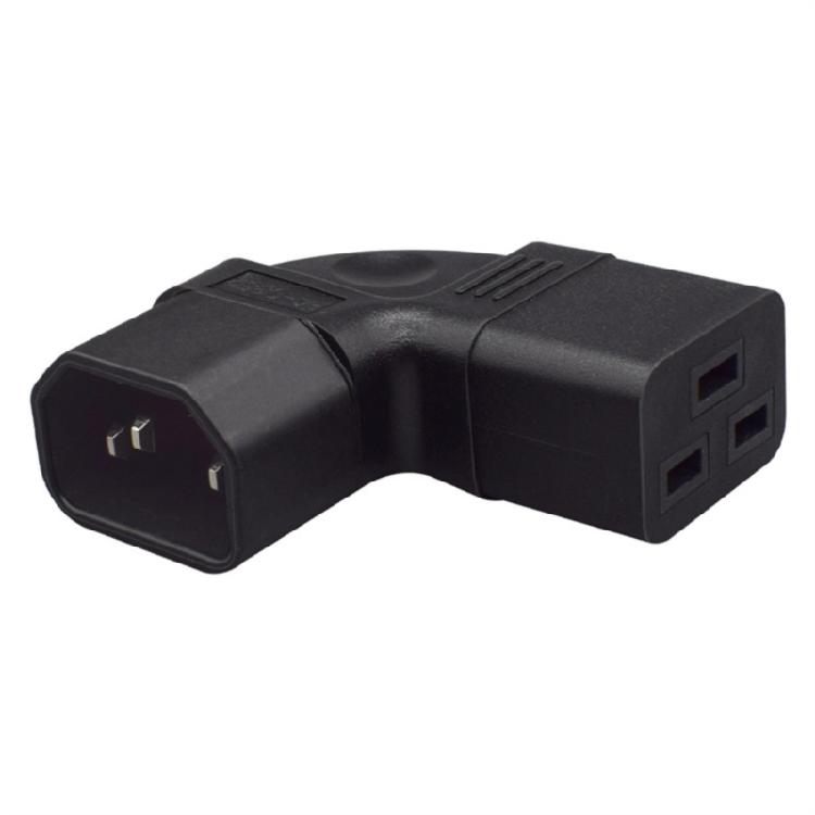 Small 90 Degree Left Bend C14 To C19 Adapters PVC Insulated Power Connectors for UPS and Powerful Applications