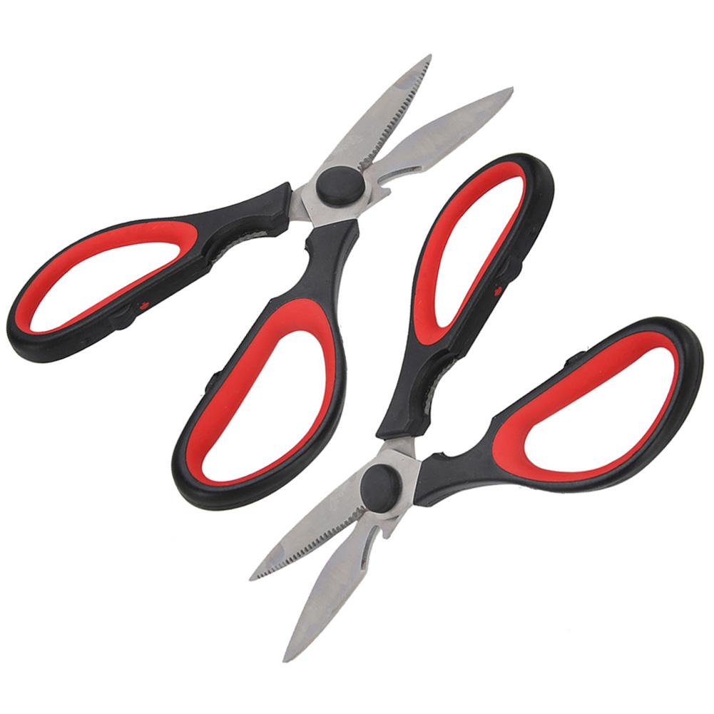 2pcs Kitchen Scissor Multipurpose Bicolor Rubber Handle Shear Cook Tool for Chicken Poultry Fish Meat Walnut