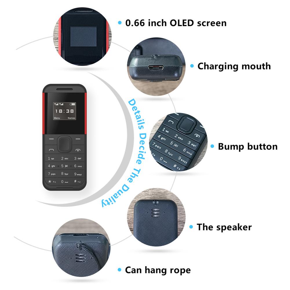 BM222 Unlock Mini Mobile Phone With Blacklist Function 0.66 Inch Mobile Phone Dialer Dual SIM Cards For Elderly Kids
