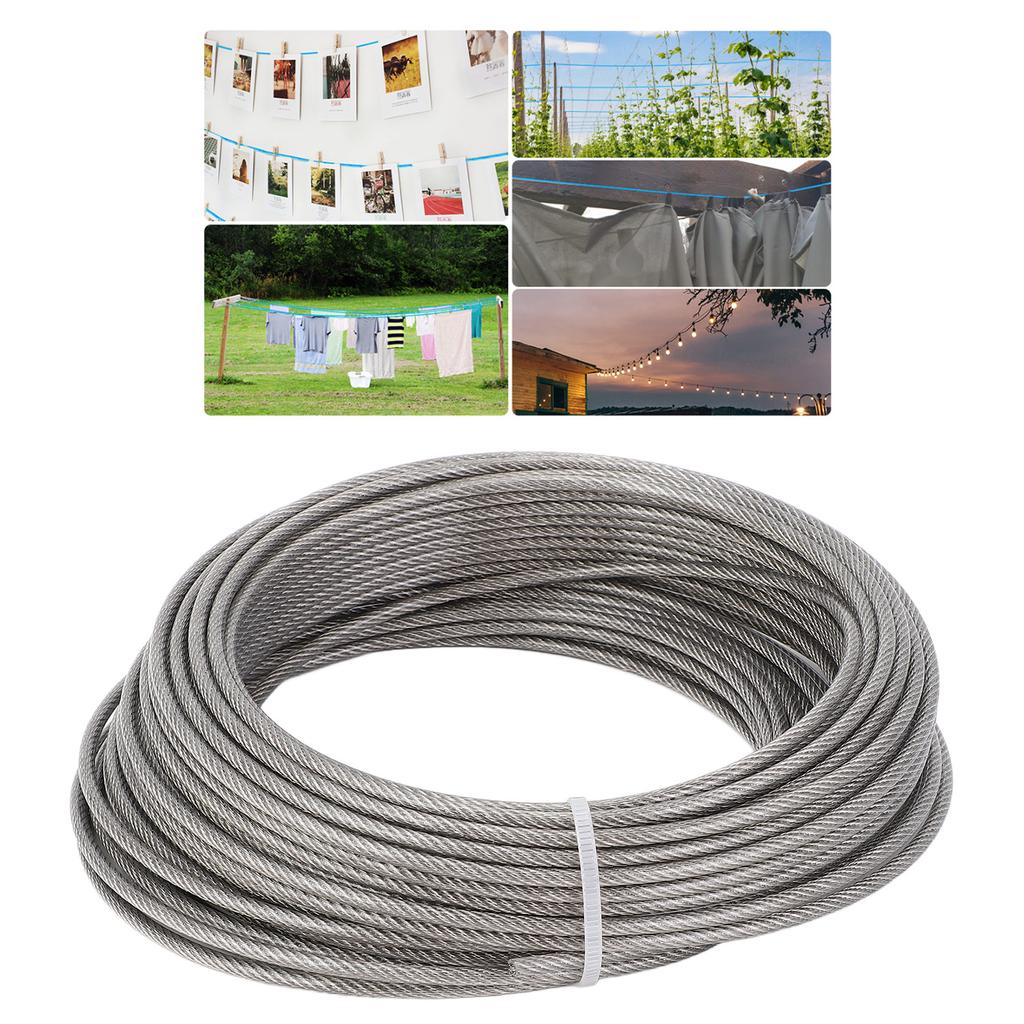 Wire Rope Cable Kit Wire Rope Kit 66ft Length 3mm Diameter 304 Stainless Steel Wire Turnbuckle Lock Kit for Garden