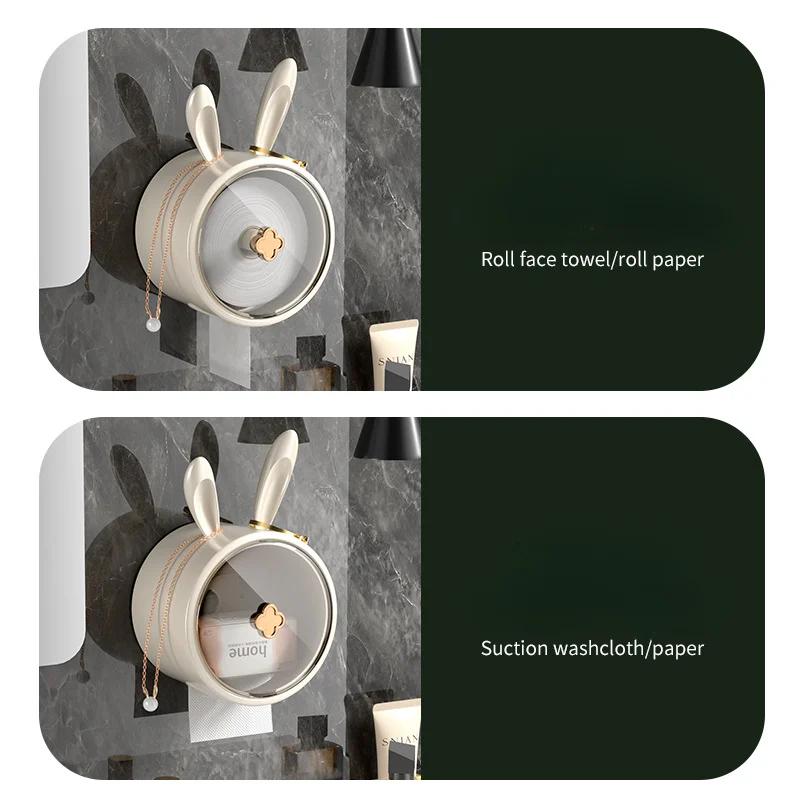 Creative Rabbit Punch Storage Box Free Tissue Dispenser Wall Mounted Household Toilet Paper Holder Bathroom Face Towel Box