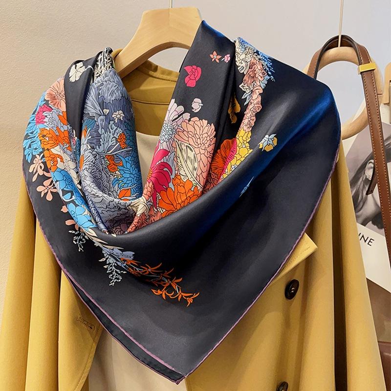 Mulberry Silk Silk Scarf Women'S Double-Sided Large Square Scarf Medium Square Scarf Summer Silk Scarf Mother'S Female Souvenir Gift