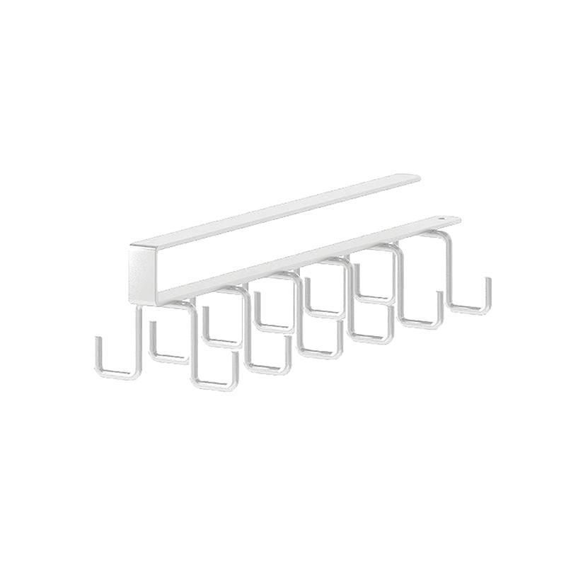 Punch-free Double-row Hooks Kitchen Under Cupboard Shelf Mug Cup Hanger Hook Iron Hanging Rack Holder Kitchen Cabinet Organizer Cup Holders 5