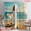 2pcs 2D Flat Printing Window Curtains Ocean Beach Dance 100% Polyester Without Electricity Festive Curtains for Outdoor and Home
