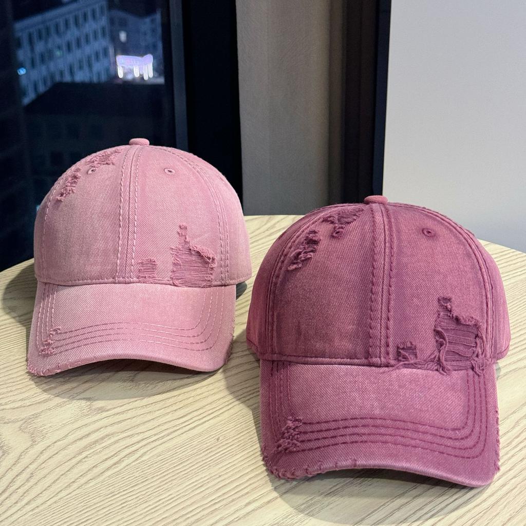 New Retro Niche Design Letter Embroidered Baseball Cap for Women with Large Head Circumference Rivets Wide Brim Face Showing Small Duck Cap for Men