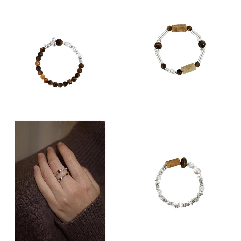 Luxe Tiger Eye Stone Elastic Finger Ring For Women Stylish Retro Design Fashion Piece