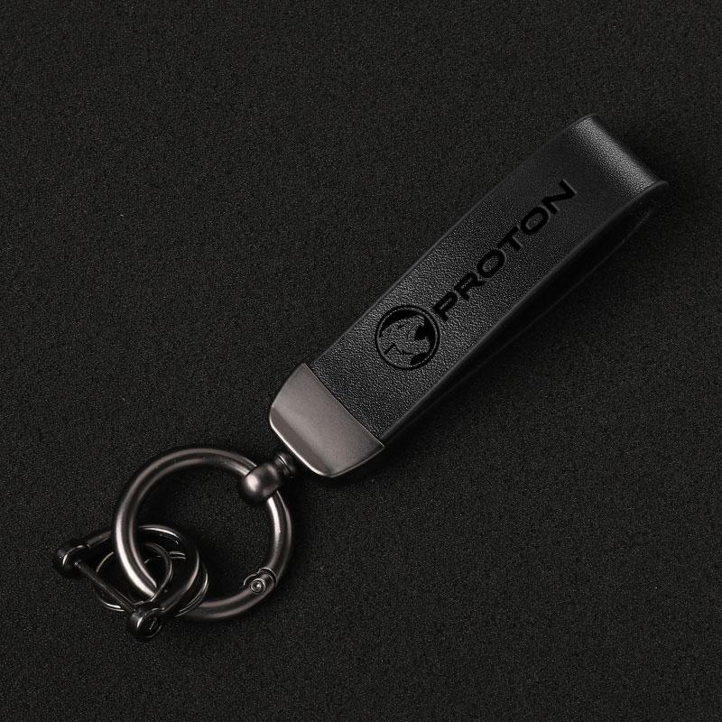 

Luxury Genuine Leather Keychain Car Key Ring Holder Jewelry Custom Gift For Proton x50 x70 x90 saga persona s50 Accessories чёрный
