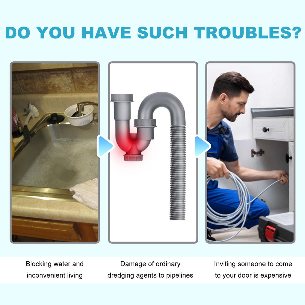 Jakehoe Powerful Sink Drain Cleaner High Efficiency Clog Remover Kitchen Sewer Power Pipe Channel Powder Cleaning Tools