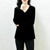 Women's Mulberry Silk Velvet V-Neck Long Sleeve Top