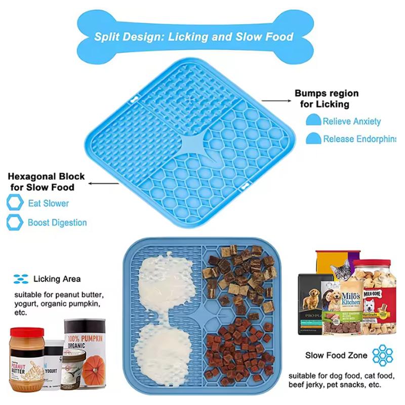 Pet Licking Plate, Slow Food Plate, Licking Pad, Silicone Pet Slow Food Tableware Bowl, Suction Cup, Dog Licking Pad, Slow Food