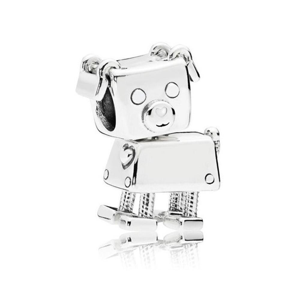 New Copper Robot Radio Biological Mirror Glass Crystal Ball Fine Charm Beads Fit For Original Bracelets Diy Women'S Jewelry