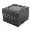 Watch Organizer 2 Slots Watch Storage Case Pu Leather Lock Design Watch Display Case Black Compact Watch Box Jewelry Display
