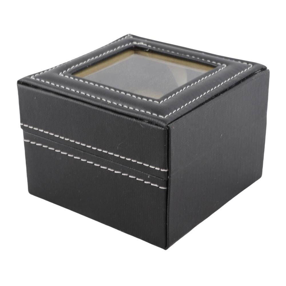 Watch Organizer 2 Slots Watch Storage Case Pu Leather Lock Design Watch Display Case Black Compact Watch Box Jewelry Display