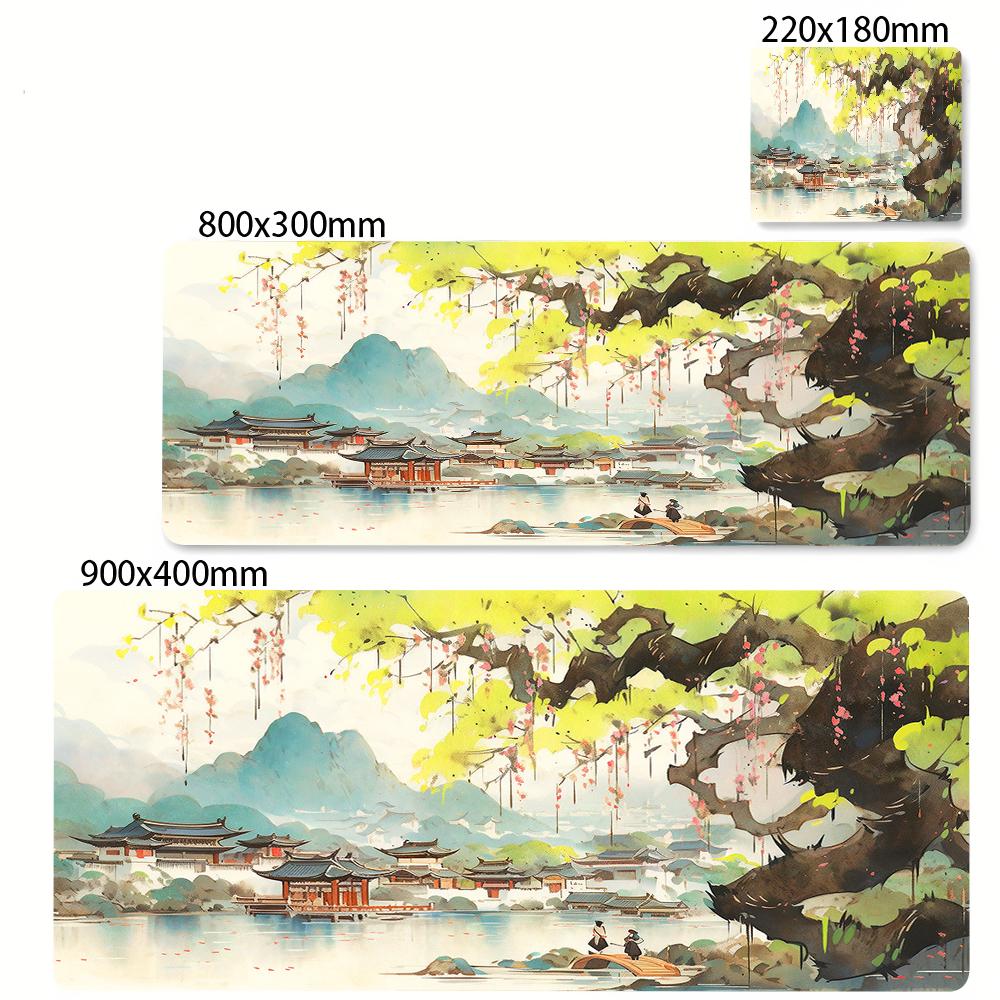 Green Cherry Blossoms Tree Desk Mat Natural Rubber Mouse Pad Large Game Playmat ESpirts Mousepad XXL Keyboard Mat For Ladies