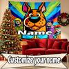 Custom Name Personalized Scooby Print Tapestry, Wall Art Decor, Bedroom, Dorm, Apartment, LivingRoom, Party Backdrop, Gift for Birthday