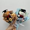 Mini Dr Bear Flower Bouquet Artificial Flowers Mother'S Day Gift Flowers Handmade Knitting Flower For Graduation Birthday Decor